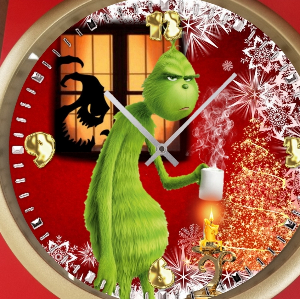 Grinch coffee clock